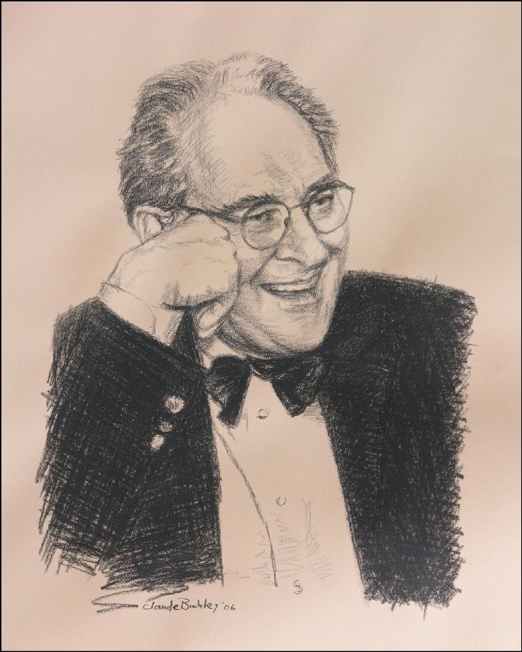charcoal drawing portrait by Art Critic Hilton Kramer, 18" x 24" charcoal on paper, 2006, for the New Criterion Magazine